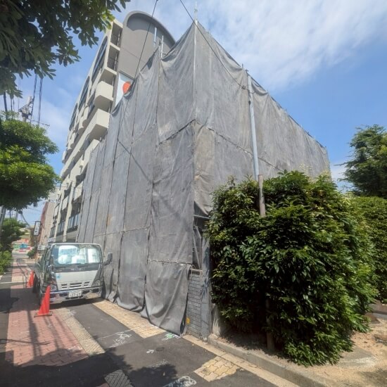 大阪市東淀川区上新庄│防音シート設置時の風景
