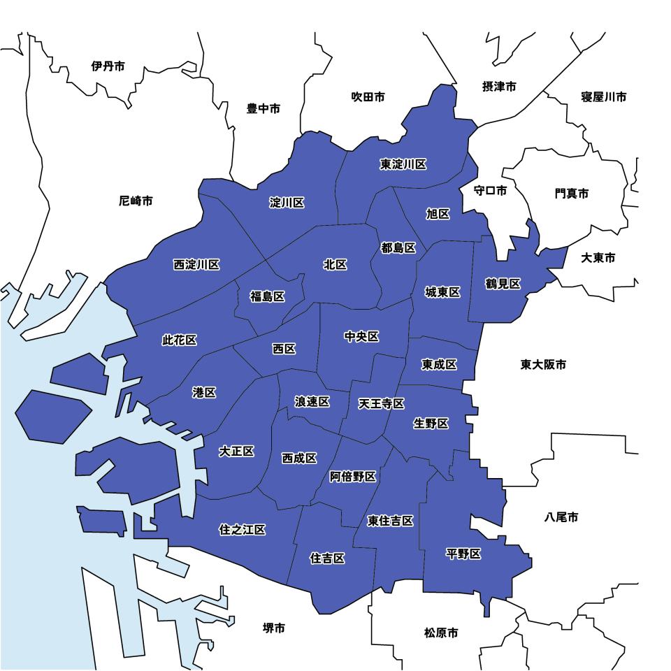 大阪市24区の地図