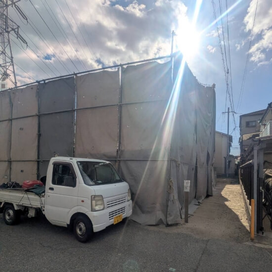 尼崎市大庄西町│木造平屋躯体解体途中の風景