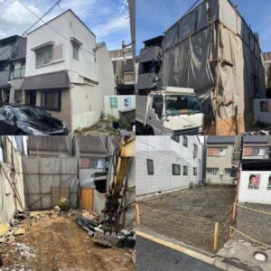 大阪市東住吉区田辺で木造2階建ての解体工事を行った時の作業風景(完工日:2026年3月26日)