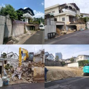 豊中市新千里北町でRC造陸屋根2階建ての解体工事を行った時の作業風景(完工日:2026年3月24日)