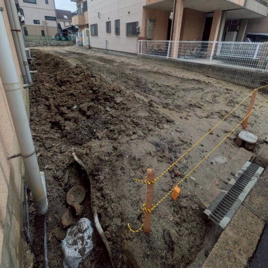 大阪市鶴見区諸口│水道移設工事完了時の風景