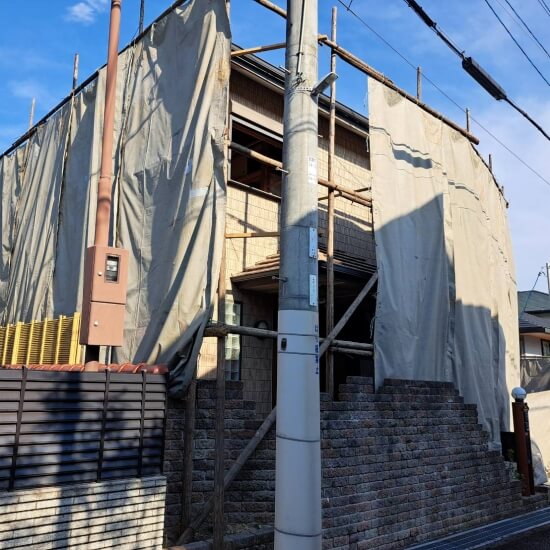 高槻市藤の里町│防音シート設置時の風景