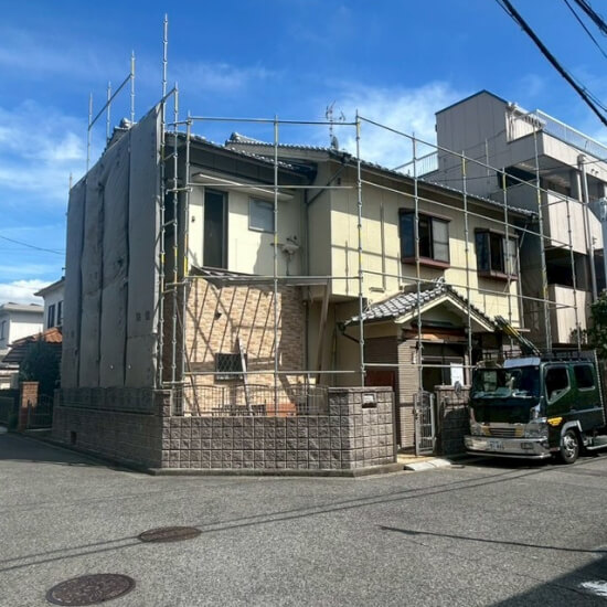 堺市北区百舌鳥梅北町│防音シート設置時の風景