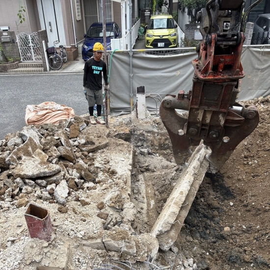 堺市北区百舌鳥梅北町│地中梁撤去時の風景