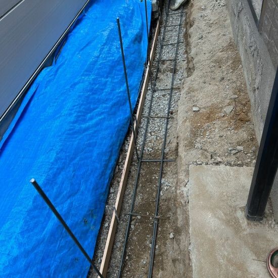 芦屋市宮塚町│ブロック塀差し筋設置時の風景